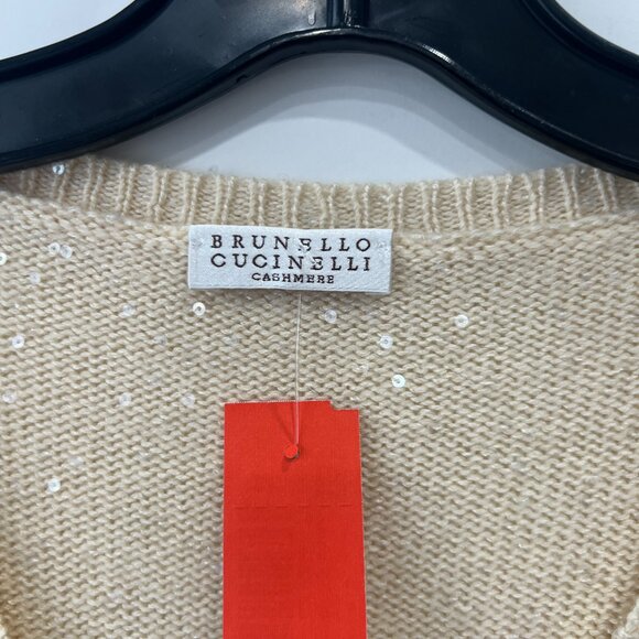 Brunello Cucinelli Ivory Sequin Cashmere Sweater size Small - Picture 6 of 8